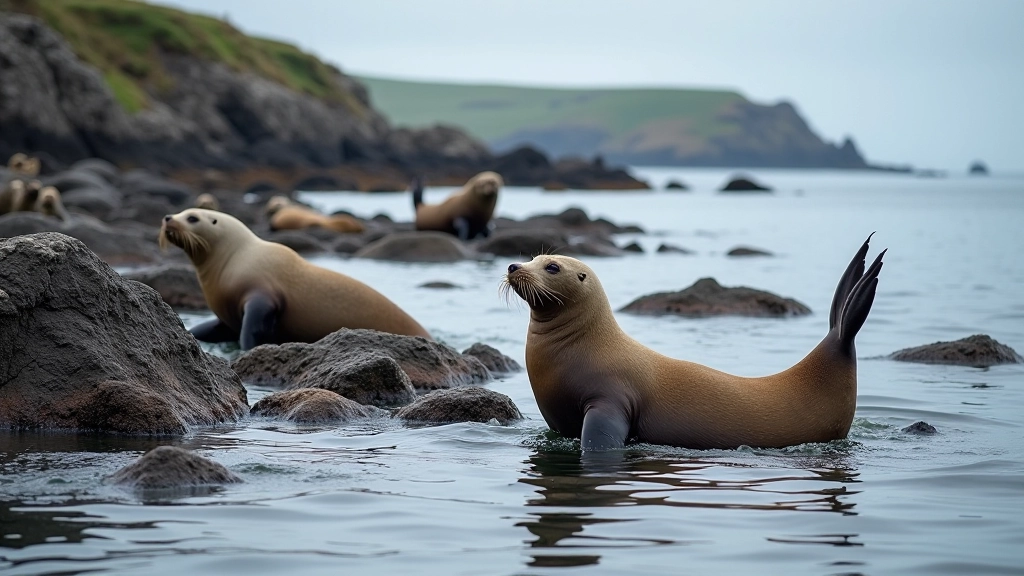 Seal colony in sheltered water